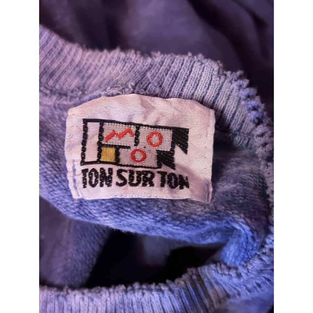 VTG 90s Ton Sur Ton Acid Wash Distressed Graphic Sweatshirt Sneakers L XL C48" - Picture 11 of 11